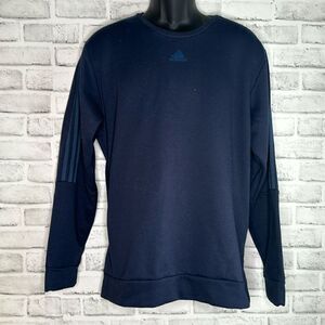 Adidas Classic Stripes Navy Blue Soft Crewneck Sweatshirt Size Large